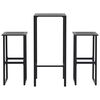 vidaXL Conjunto de bar para jardim 3 pcs a&ccedil;o revestido a p&oacute; preto