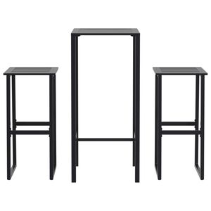 vidaXL Conjunto de bar para jardim 3 pcs a&ccedil;o revestido a p&oacute; preto