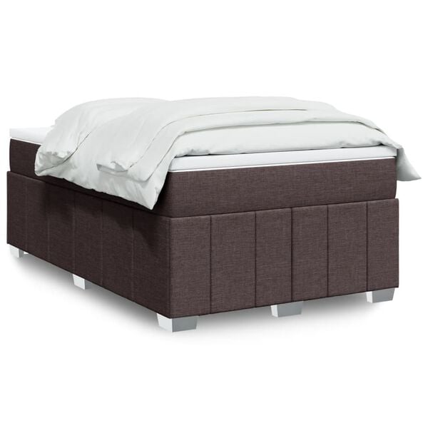 vidaXL Cama boxspring com colch&atilde;o 120x190 cm tecido castanho-escuro