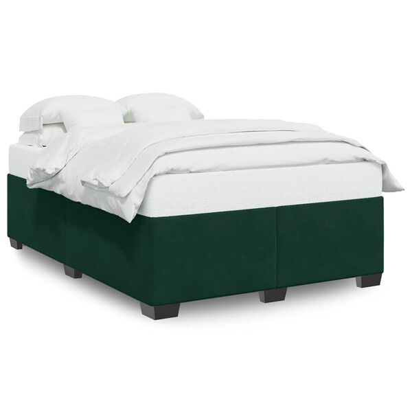 vidaXL Estrutura de cama sem colch&atilde;o 160x200 cm veludo verde-escuro