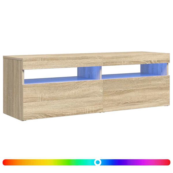 vidaXL M&oacute;vel de TV com luzes LED 120x35x40 cm carvalho sonoma