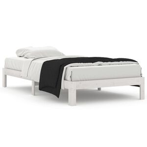 vidaXL Estrutura de cama 100x200 cm pinho maci&ccedil;o branco