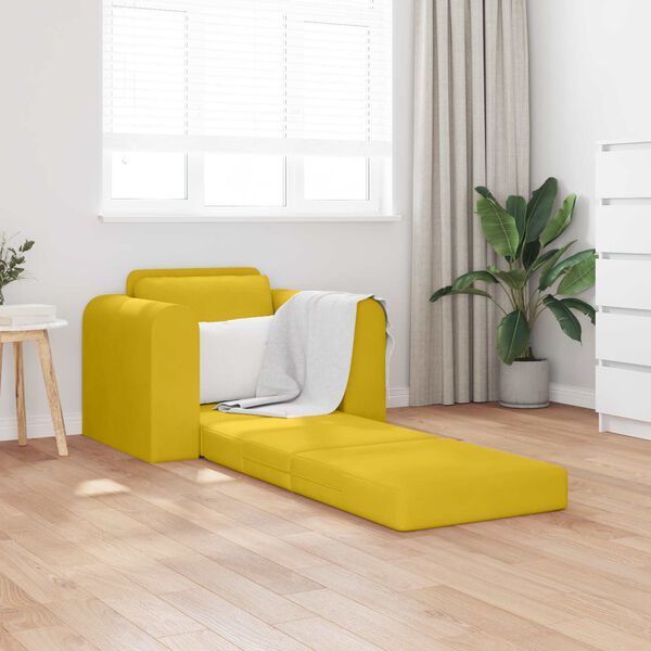 vidaXL Sof&aacute;-Cama Amarelo 98 x 71 x 83 cm Veludo