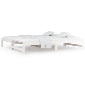 vidaXL Estrutura sof&aacute;-cama de puxar 2x(90x190) cm pinho maci&ccedil;o branco