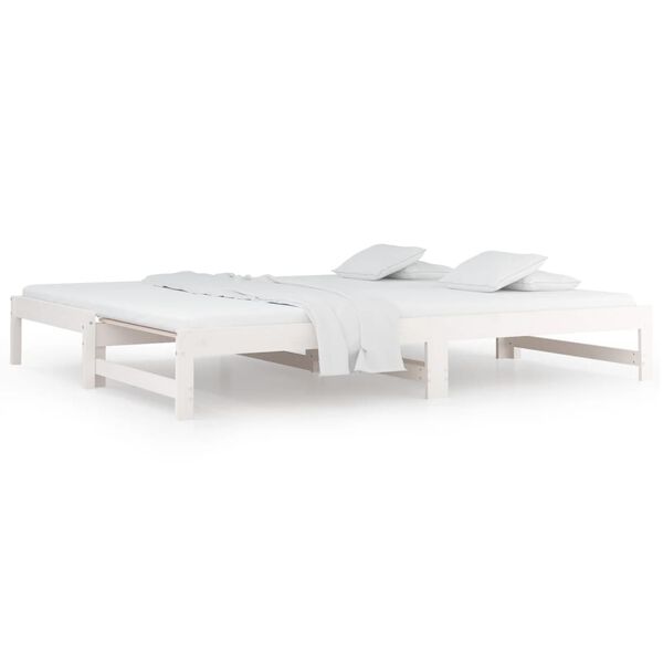 vidaXL Estrutura sof&aacute;-cama de puxar 2x(90x190) cm pinho maci&ccedil;o branco
