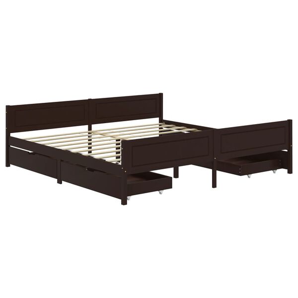 vidaXL Estrutura de cama c/ 4 gavetas 180x200 cm pinho castanho-escuro