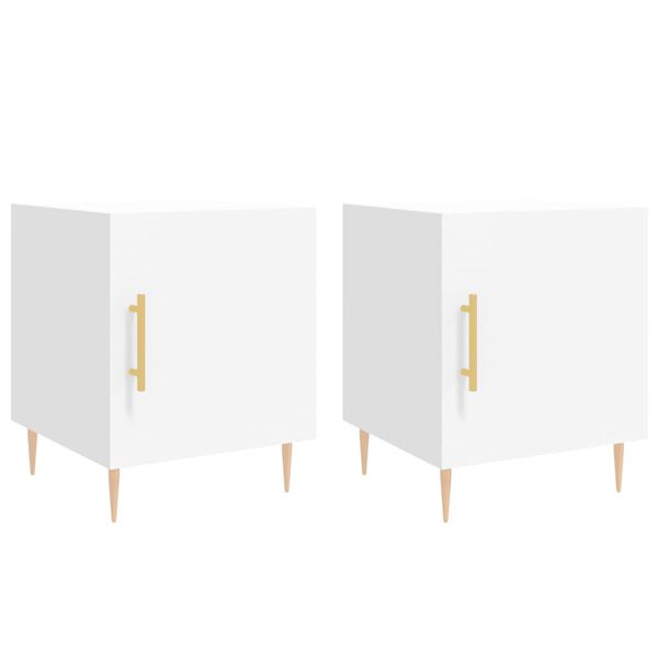 vidaXL Mesa de cabeceira 2 pcs 40x40x50 cm derivados de madeira branco