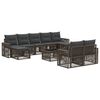 vidaXL Conjunto de Sof&aacute; de Jardim 10 pcs Cinza e Cinza Escuro vime PE
