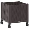 vidaXL Vaso de Jardim com Rodas Castanho 40 x 40 x 48 cm PP