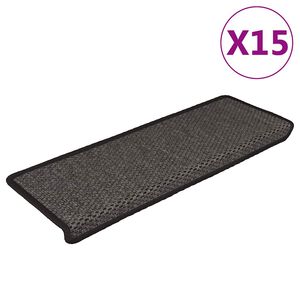 vidaXL Tapetes escada adesivos aspeto sisal 15pcs 65x21x4 cm antracite