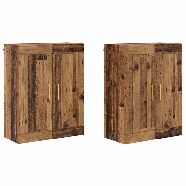 vidaXL Estante de Parede 2 pcs Madeira antiga 69,5 x 34 x 90 cm