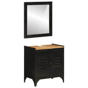 vidaXL 2 pcs conj. m&oacute;veis p/ casa de banho ferro e mangueira maci&ccedil;a