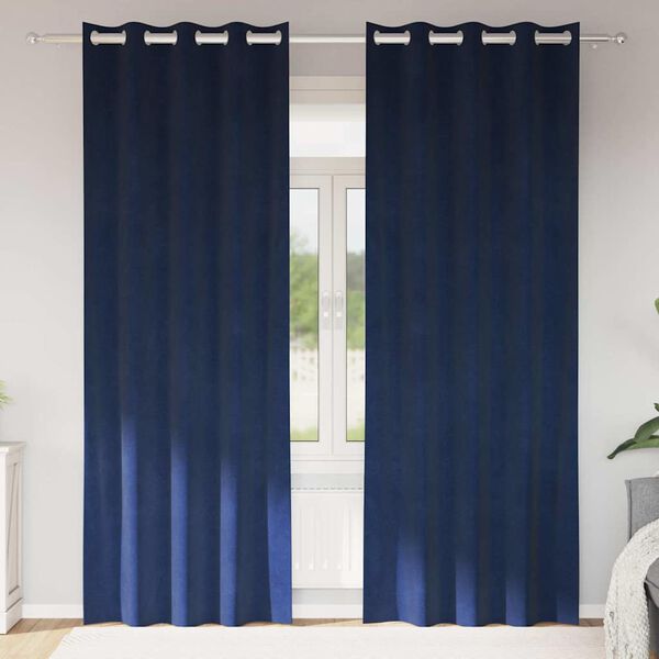 vidaXL Cortinas opacas 2 pcs Azul Escuro 140 x 260 cm Veludo