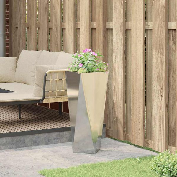 vidaXL Floreira Prateado 30 x 30 x 75 cm A&ccedil;o Galvanizado