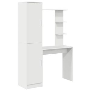 vidaXL Mesa com prateleira com armazenamento com porta 2 unid. Branco