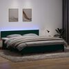 vidaXL Cama box spring c/ colch&atilde;o e LED 200x210 cm veludo verde-escuro
