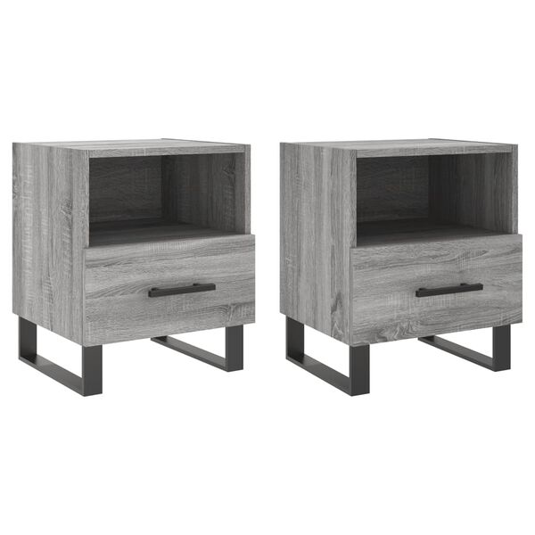 vidaXL Mesas de cabeceira 2 pcs derivados de madeira sonoma cinza