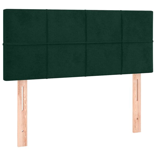 vidaXL Cabeceira de cama c/luzes LED veludo 100x5x78/88cm verde-escuro