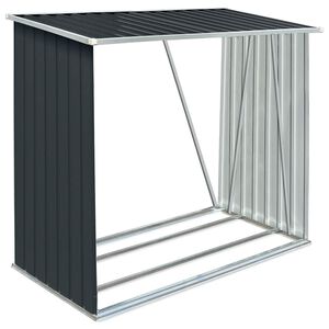 vidaXL Abrigo arruma&ccedil;&atilde;o de troncos jardim a&ccedil;o 163x83x154cm antracite
