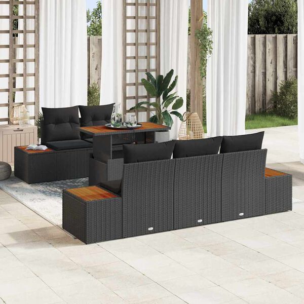 vidaXL Conjunto de Jantar para Jardim 6 pcs Preto e Marrom