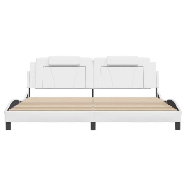 vidaXL Estrutura de cama Viana sem colch&atilde;o couro artificial 200x200 cm branco