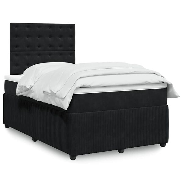 vidaXL Cama boxspring com colch&atilde;o 120x200 cm veludo preto