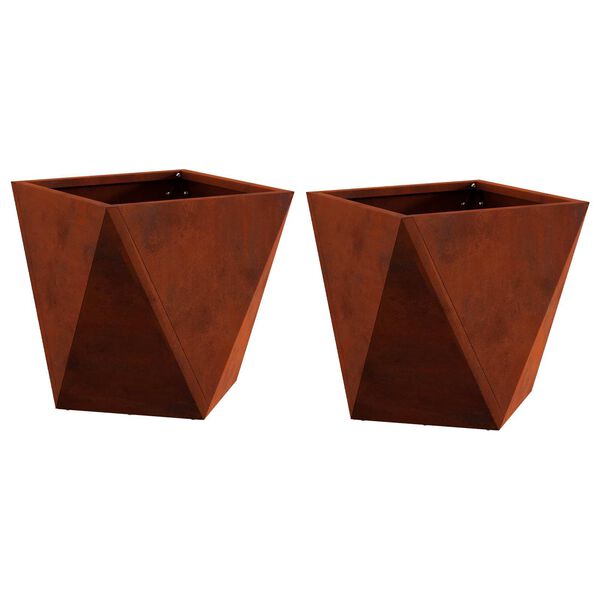 vidaXL Floreira 2 pcs Ferro Enferrujado 30 x 30 x 30 cm