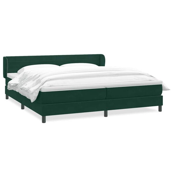 vidaXL Cama com molas/colch&otilde;es 180x210 cm veludo verde-escuro