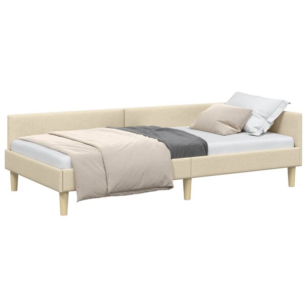 vidaXL Estrutura de Cama de Canto Creme 100 x 200 cm tecido