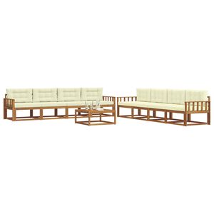 vidaXL Conjunto de Sof&aacute;s para Exterior 9 pcs Natural e Creme
