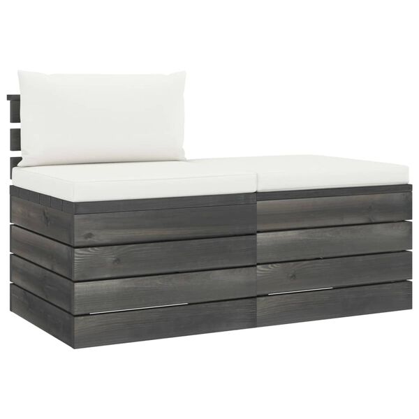 vidaXL 2 pcs conjunto lounge de paletes com almofadões pinho maciço