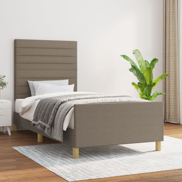 vidaXL Estrutura cama sem colch&atilde;o 100x200 cm tecido cinza-acastanhado