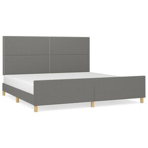 vidaXL Estrutura de cama sem colch&atilde;o 200x200 cm tecido cinzento-escuro