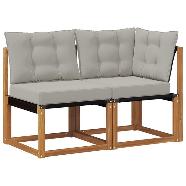 vidaXL Sof&aacute; M&eacute;dio e de Canto para Exterior com almofada 2 Pe&ccedil;a Natural