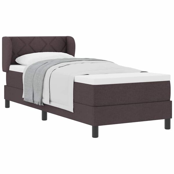 vidaXL Cama Box com colchão Marrom Escuro 80 x 200 cm tecido