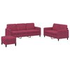 vidaXL 3 pcs conjunto de sof&aacute;s veludo vermelho-tinto