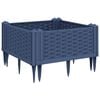vidaXL Vaso/floreira de jardim c/ estacas 42,5x42,5x28,5cm PP cinzento azul