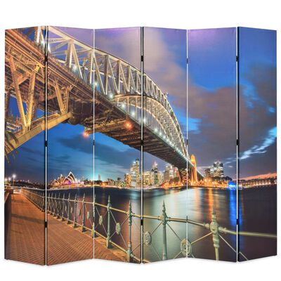 vidaXL Biombo dobrável estampa da ponte do porto de Sydney 228x170 cm