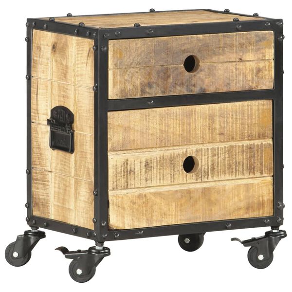 vidaXL Mesa de cabeceira 40x30x50 cm madeira de mangueira &aacute;spera