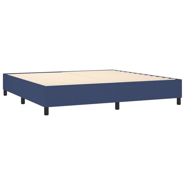 vidaXL Cama com molas/colch&atilde;o 200x200 cm tecido azul