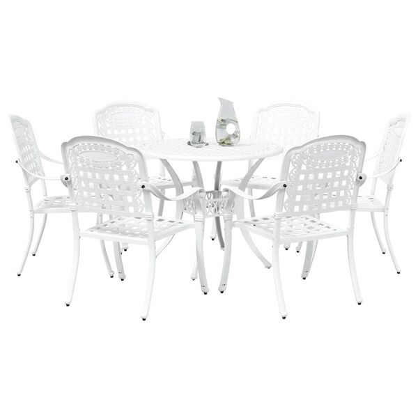 vidaXL Conjunto de Jantar para Jardim 7 pcs Branco Alum&iacute;nio