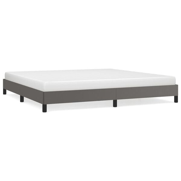 vidaXL Estrutura de cama 200x200cm couro artificial cinzento