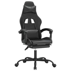 vidaXL Cadeira gaming girat&oacute;ria c/ apoio p&eacute;s couro artificial preto