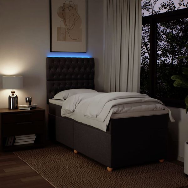 vidaXL Cama com molas/colch&atilde;o 90x200 cm tecido castanho-escuro