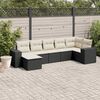 vidaXL 7 pcs conjunto de sof&aacute;s p/ jardim c/ almofad&otilde;es vime PE preto