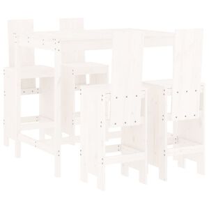 vidaXL 5 pcs conjunto de bar para jardim pinho maciço branco