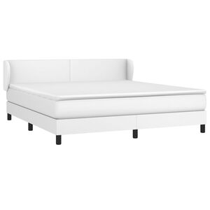 vidaXL Cama com molas/colch&atilde;o 180x200 cm couro artificial branco