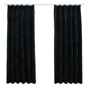 vidaXL Cortinas blackout com ganchos 2 pcs 140x175 cm veludo preto