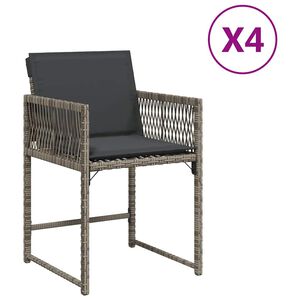 vidaXL Cadeiras de jardim com almofad&otilde;es 4 pcs vime PE cinzento