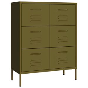 vidaXL Arm&aacute;rio com gavetas a&ccedil;o 80x35x101,5 cm verde-azeitona